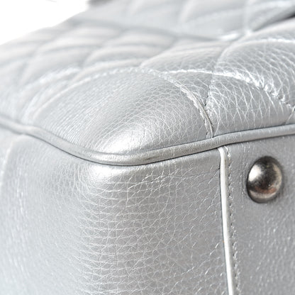 Chanel Metallic Calfskin Quilted Large Airlines Round Trip Bowling Bag Silver 14 of 14