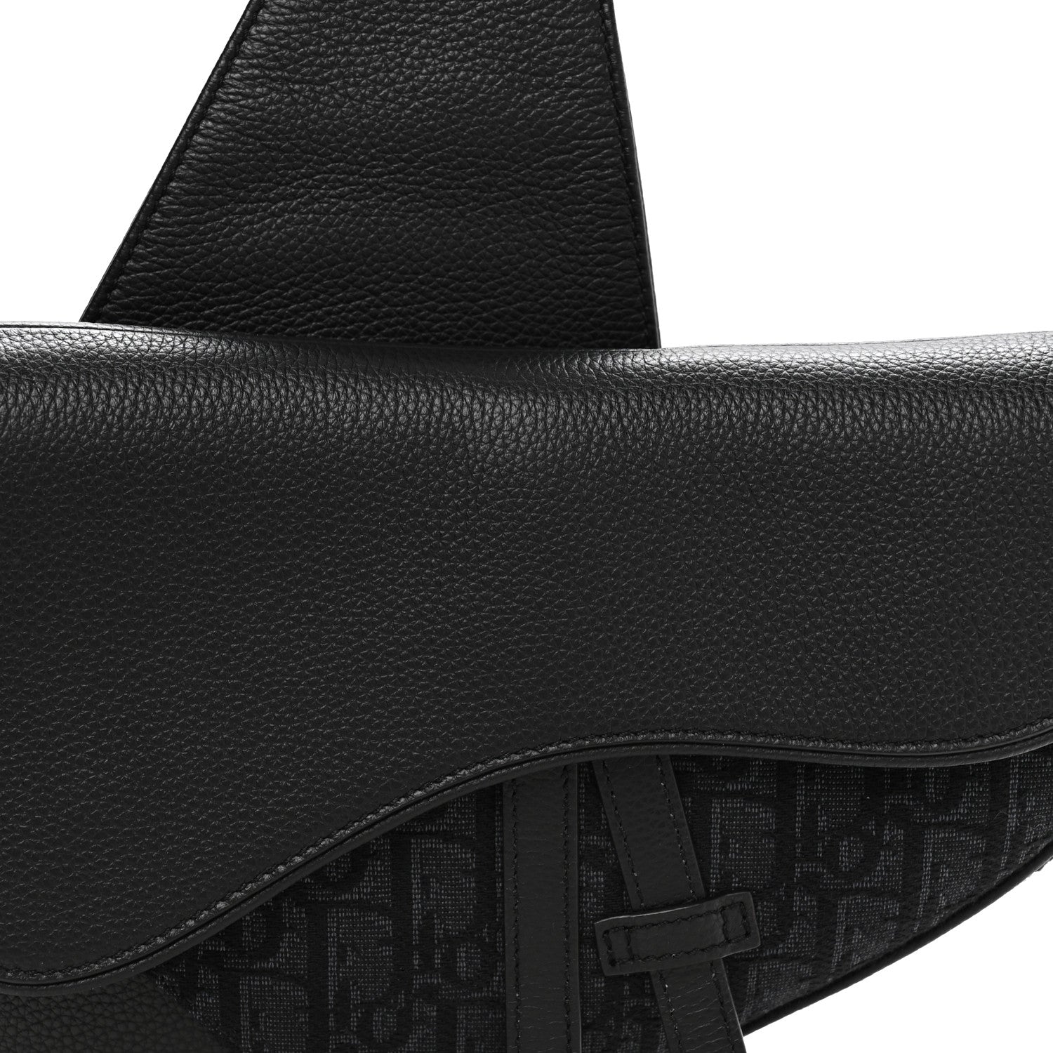 Christian Dior Grained Calfskin Oblique Mens Saddle Bag Black Blue 8 of 10