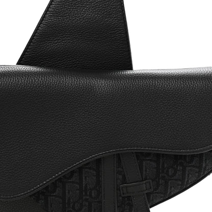 Christian Dior Grained Calfskin Oblique Mens Saddle Bag Black Blue 8 of 10