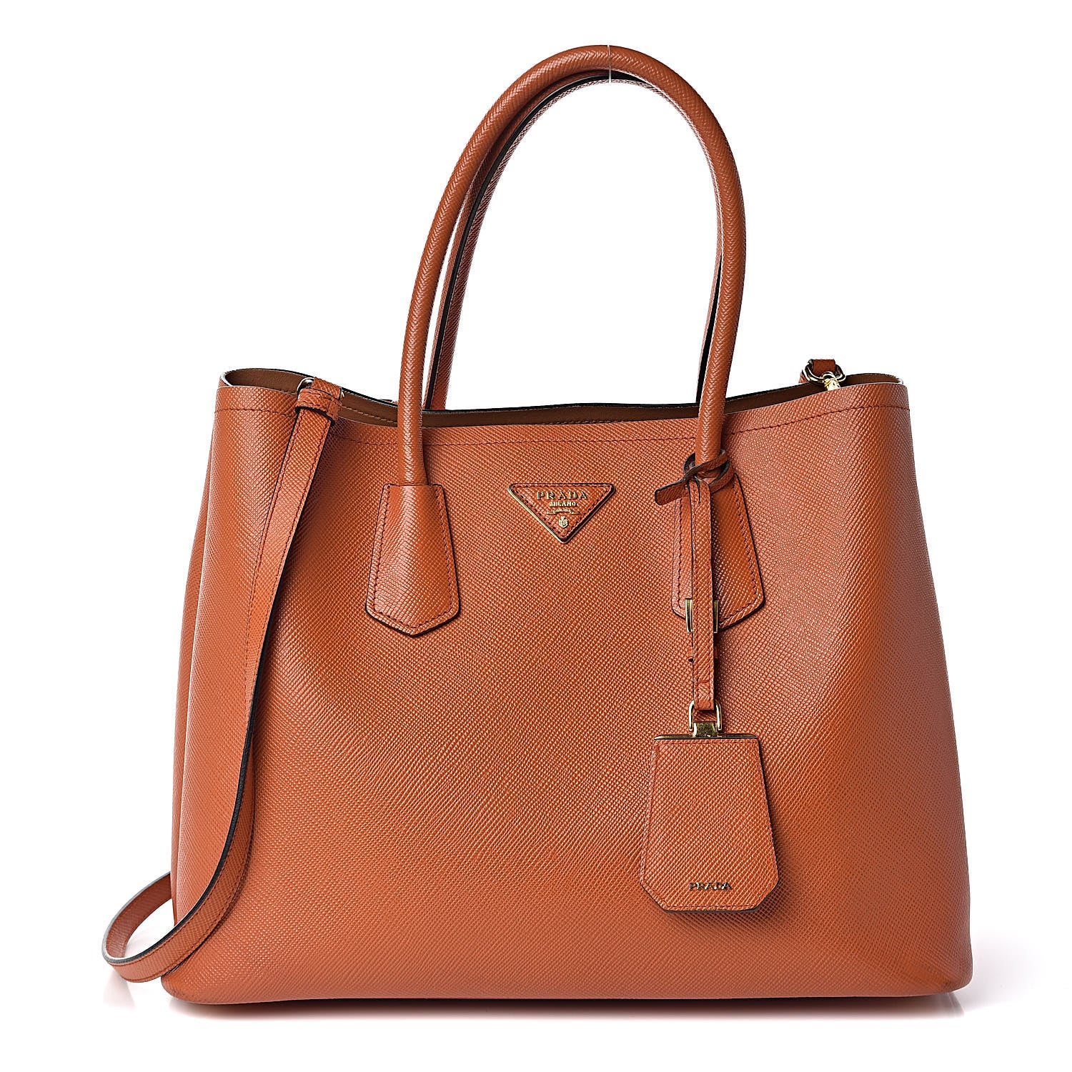Prada Saffiano Cuir Medium Double Bag Papaya 1 of 11