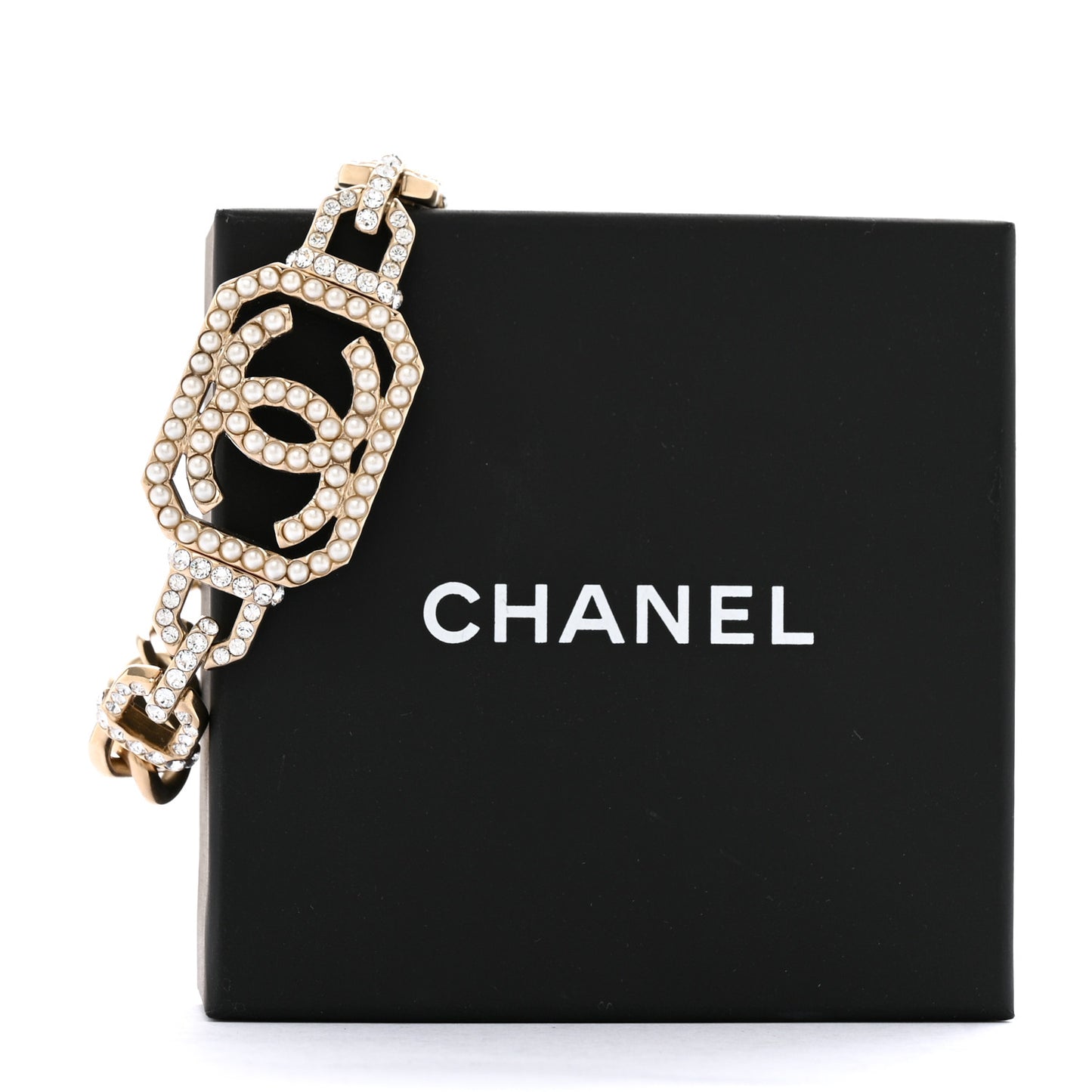 Crystal Pearl CC Vendome Bracelet Gold Pearly White