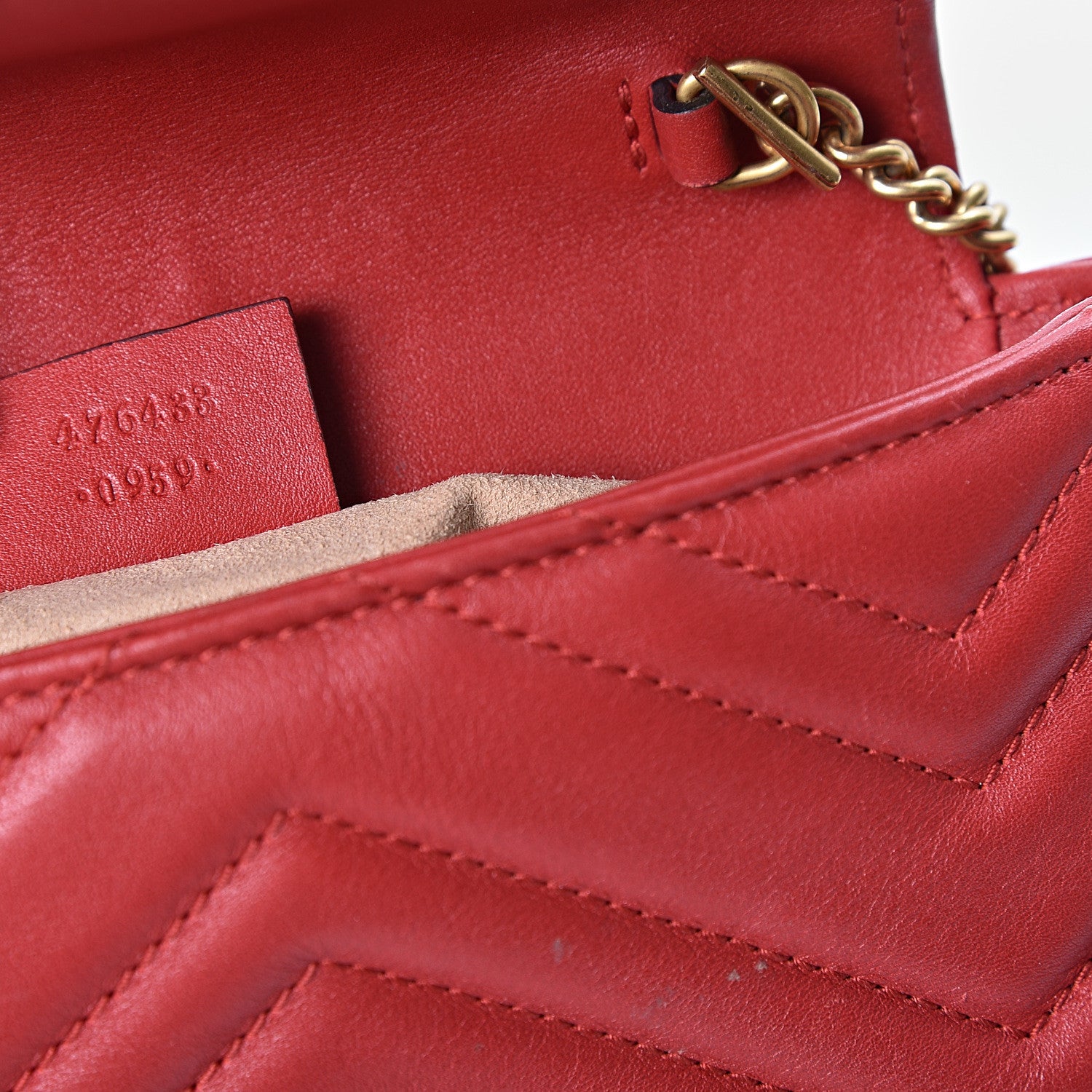 Gucci Calfskin Matelasse Super Mini GG Marmont Shoulder Bag Hibiscus Red 6 of 12