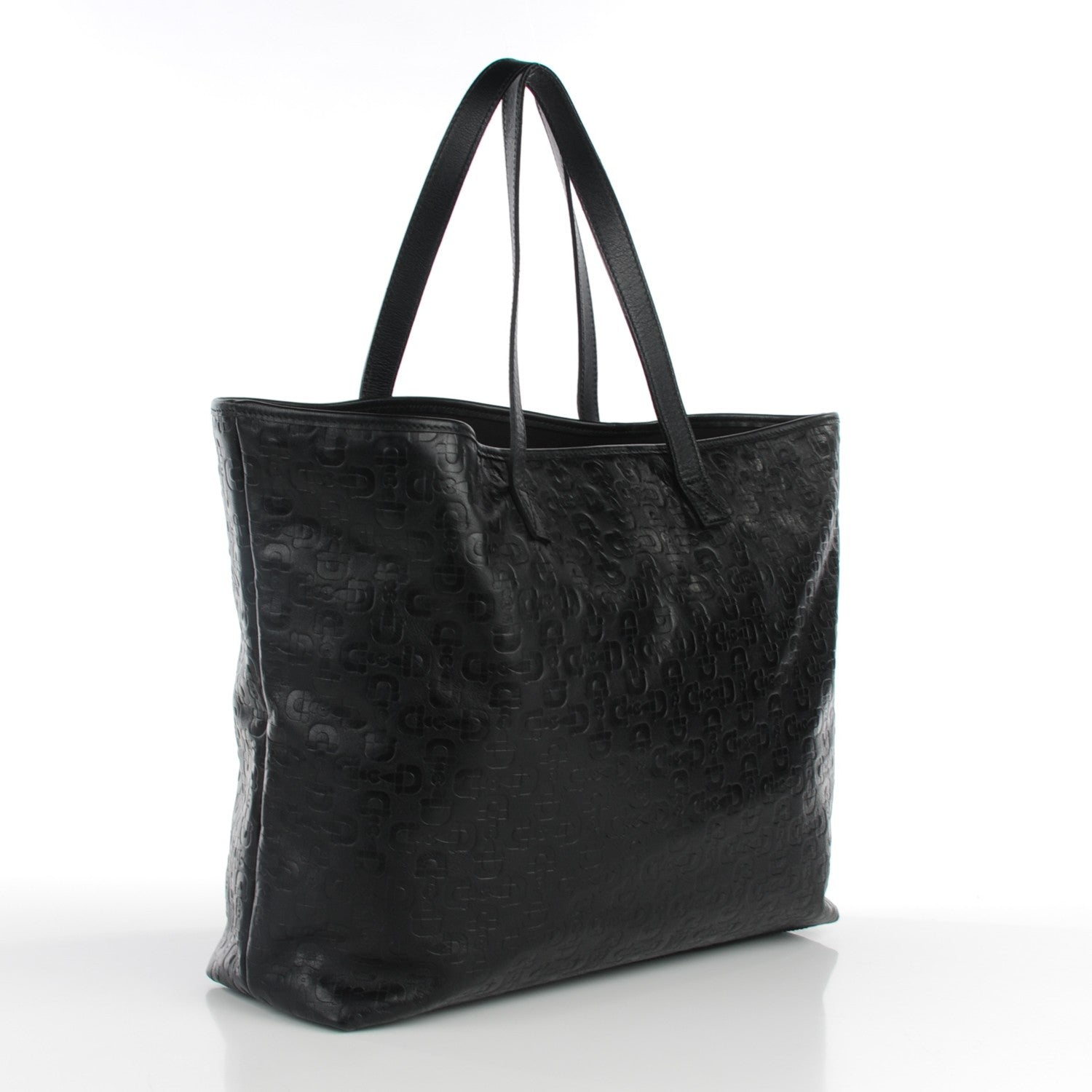 Gucci Calfskin Horsebit Embossed Large Tote Black 3 of 7