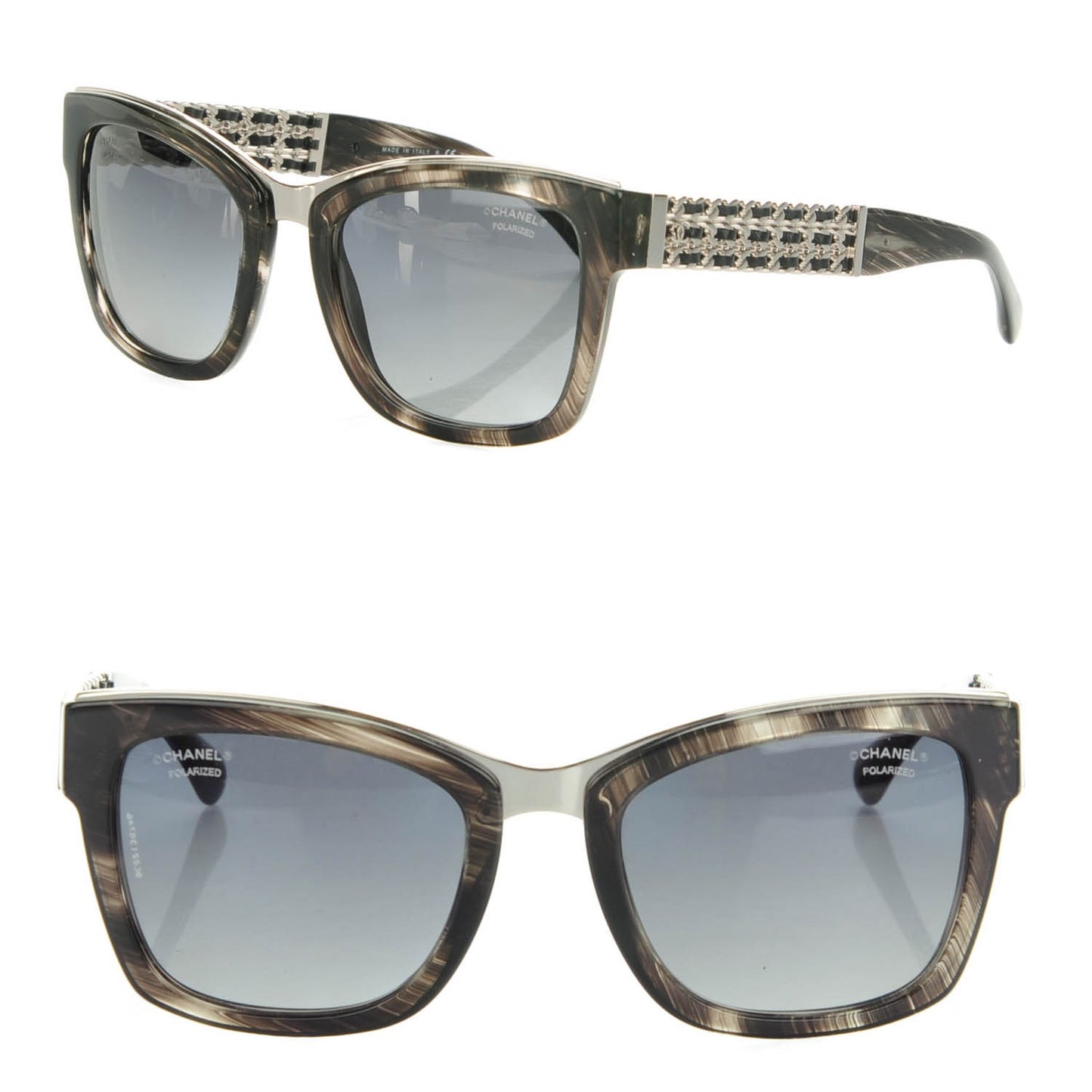 Square Chain Sunglasses 5362-Q Shaded Black