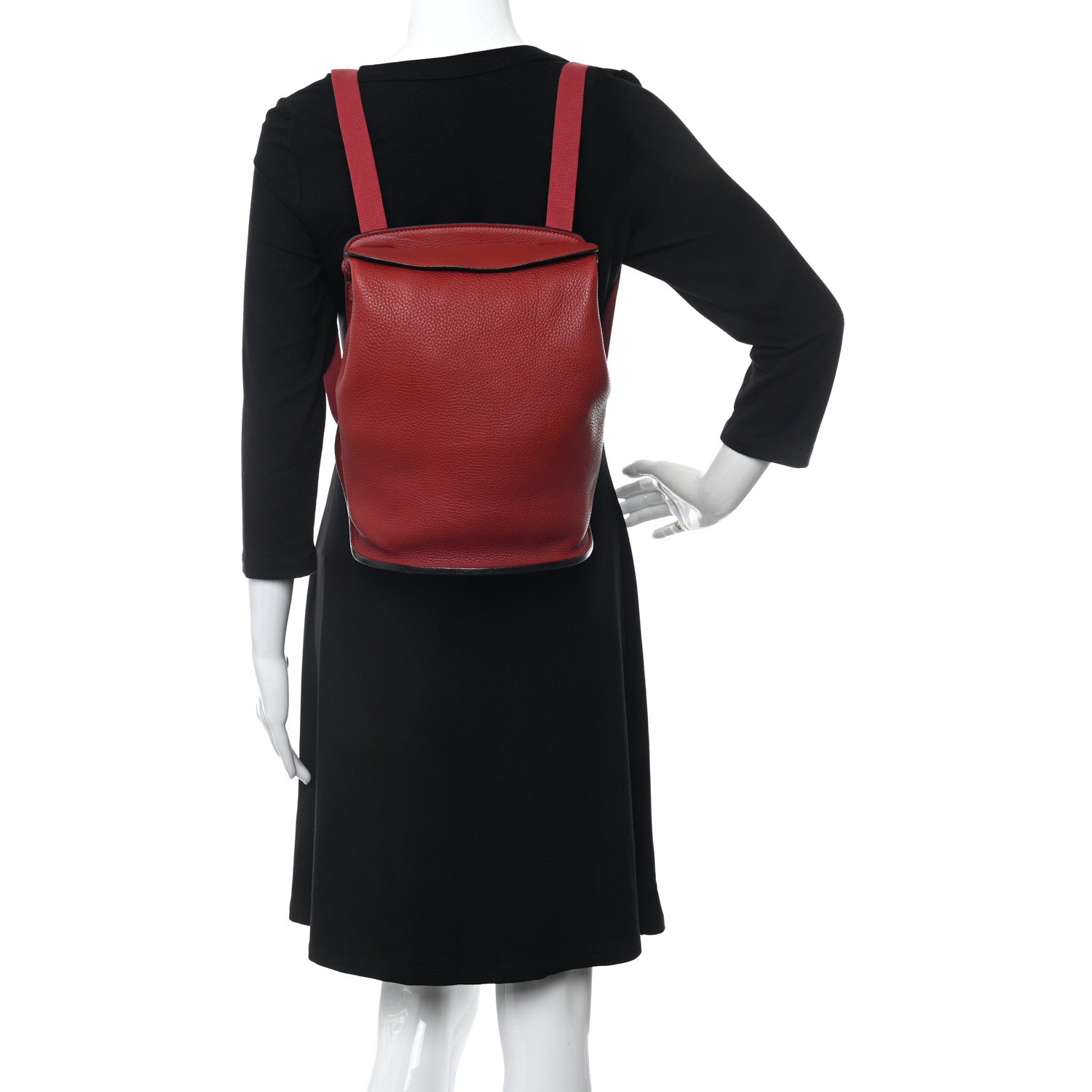 Hermes Taurillon Clemence Sherpa Backpack Rouge H 2 of 9