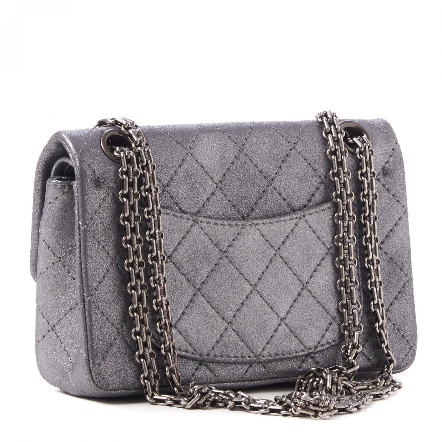 Chanel Metallic Calfskin Quilted Lucky Charms 2.55 Reissue 224 Flap Dark Silver 2 of 10