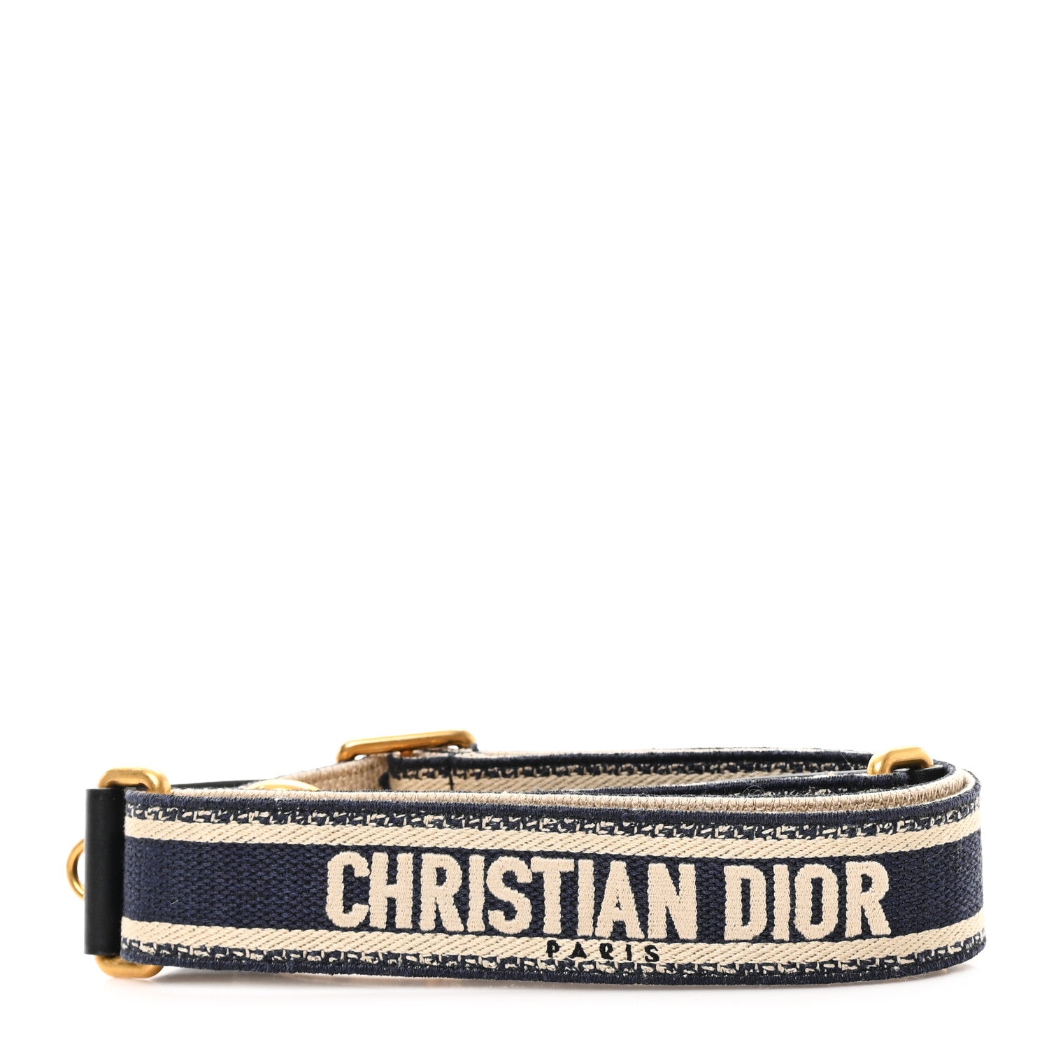 Christian Dior Canvas Embroidered Shoulder Strap Black 2 of 4