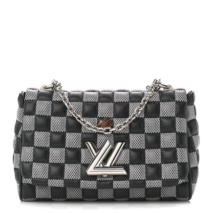 Louis Vuitton Calfskin Damier Twist Shoulder Bag BB Black White 3 of 11