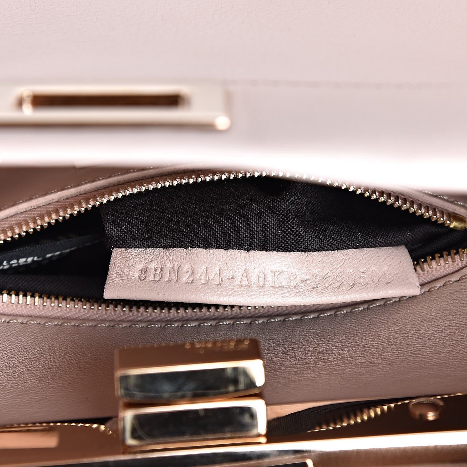 Fendi Vitello Seta Shiny Nappa Scalloped Studded Mini Peekaboo Iconic Satchel Soap 7 of 10