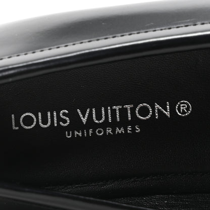 Louis Vuitton Glazed Calfskin Chess Flat Loafers 36.5 Black 8 of 10