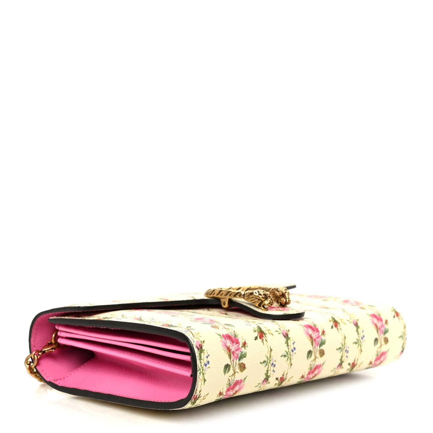 Calfskin Floral Print Mini Dionysus Chain Wallet Ivory Pink