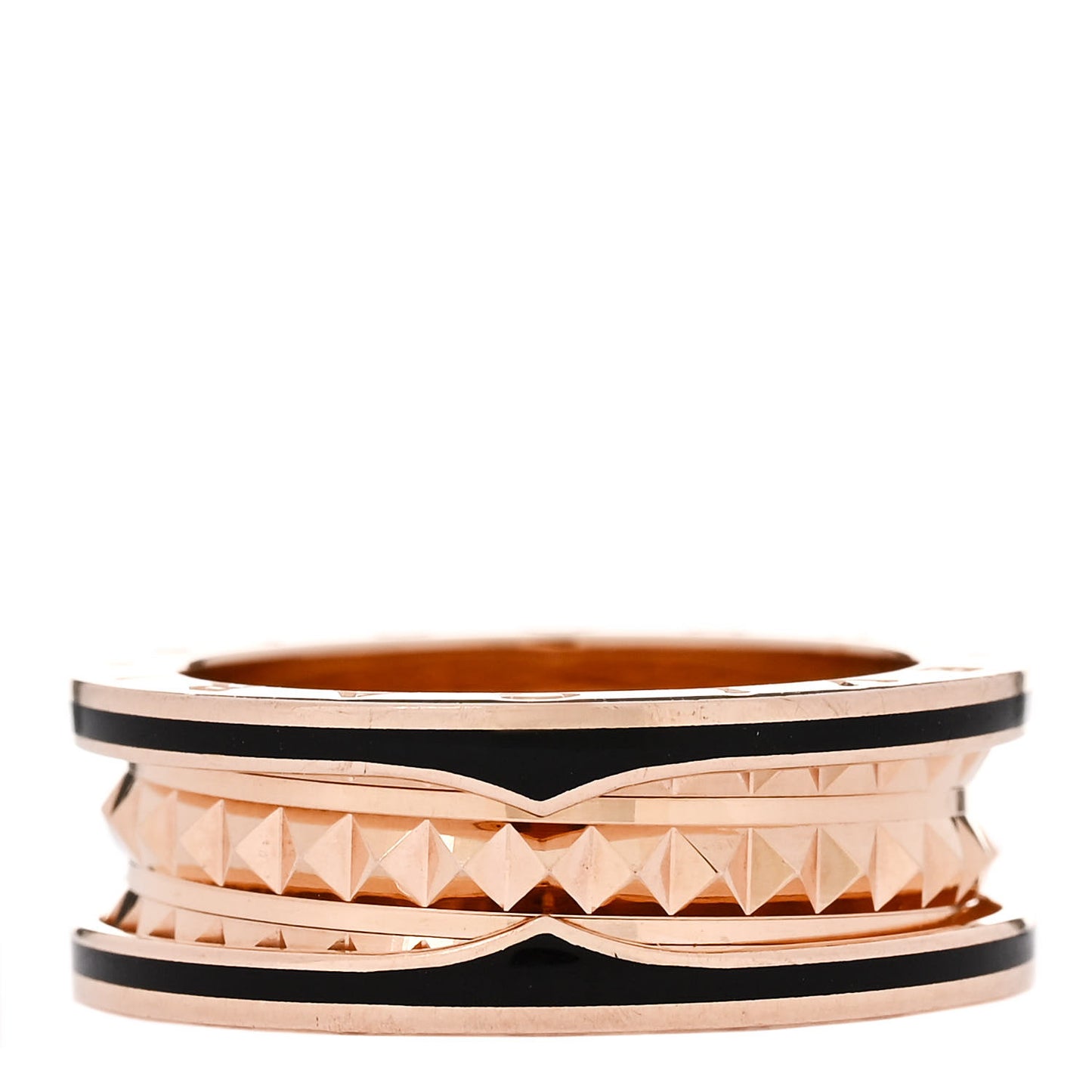 18K Rose Gold Black Ceramic B.Zero1 Rock Two-Band Ring 59 8.75