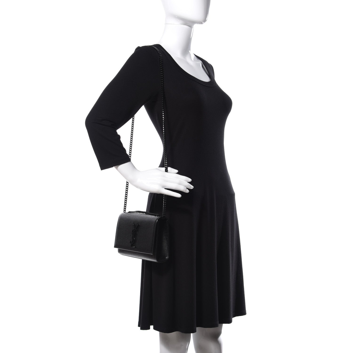 Saint Laurent Grain De Poudre Small Monogram Kate Satchel Black 3 of 16