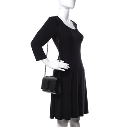 Saint Laurent Grain De Poudre Small Monogram Kate Satchel Black 3 of 16