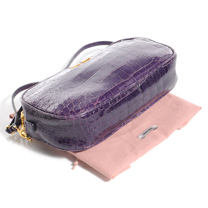 Miu Miu Crocodile Embossed Saint Cocco Lux Pochette Malva 5 of 9