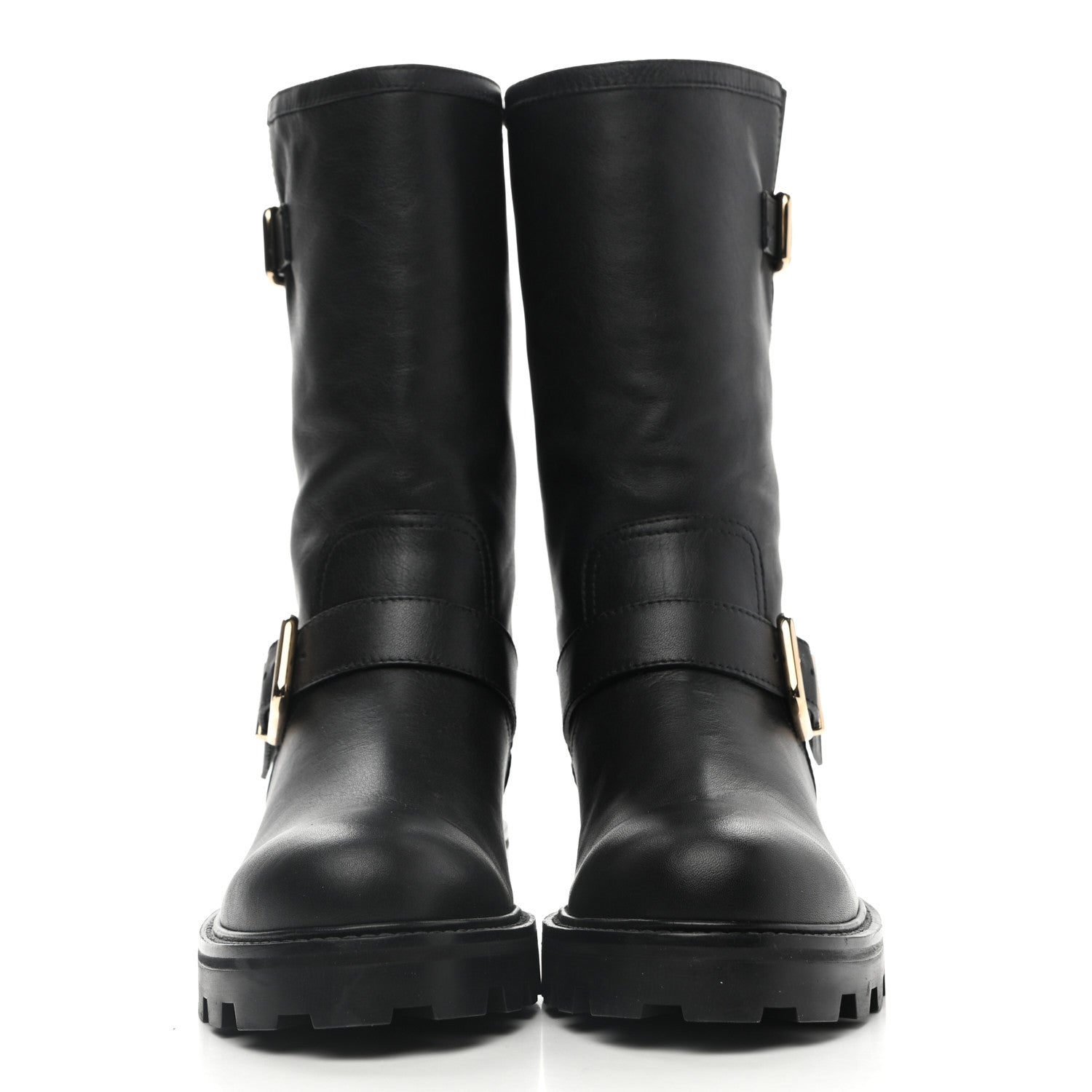 Jimmy Choo Rugged Leather Biker Boots 38.5 Black 2 of 7
