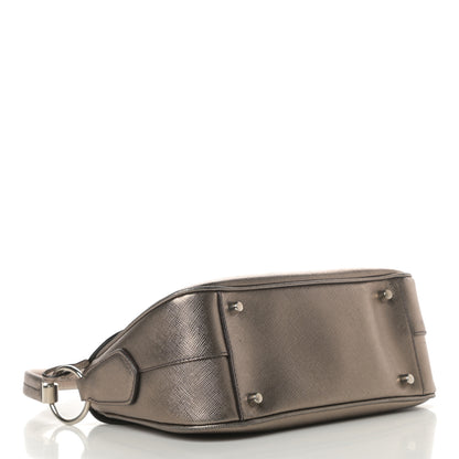 Prada Metallic Saffiano Pushlock Shoulder Bag Bronzo 4 of 15