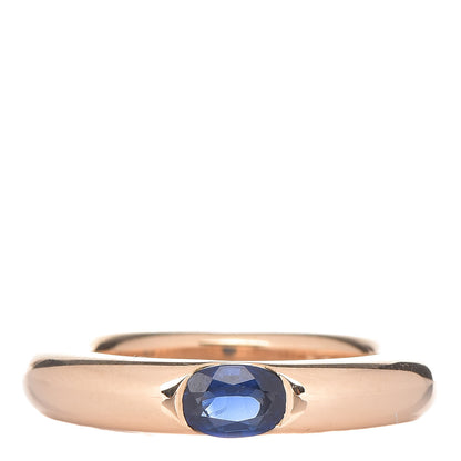 Cartier 18K Yellow Gold Blue Sapphire Ellipse Oval Cut Ring 51 5.75 1 of 6