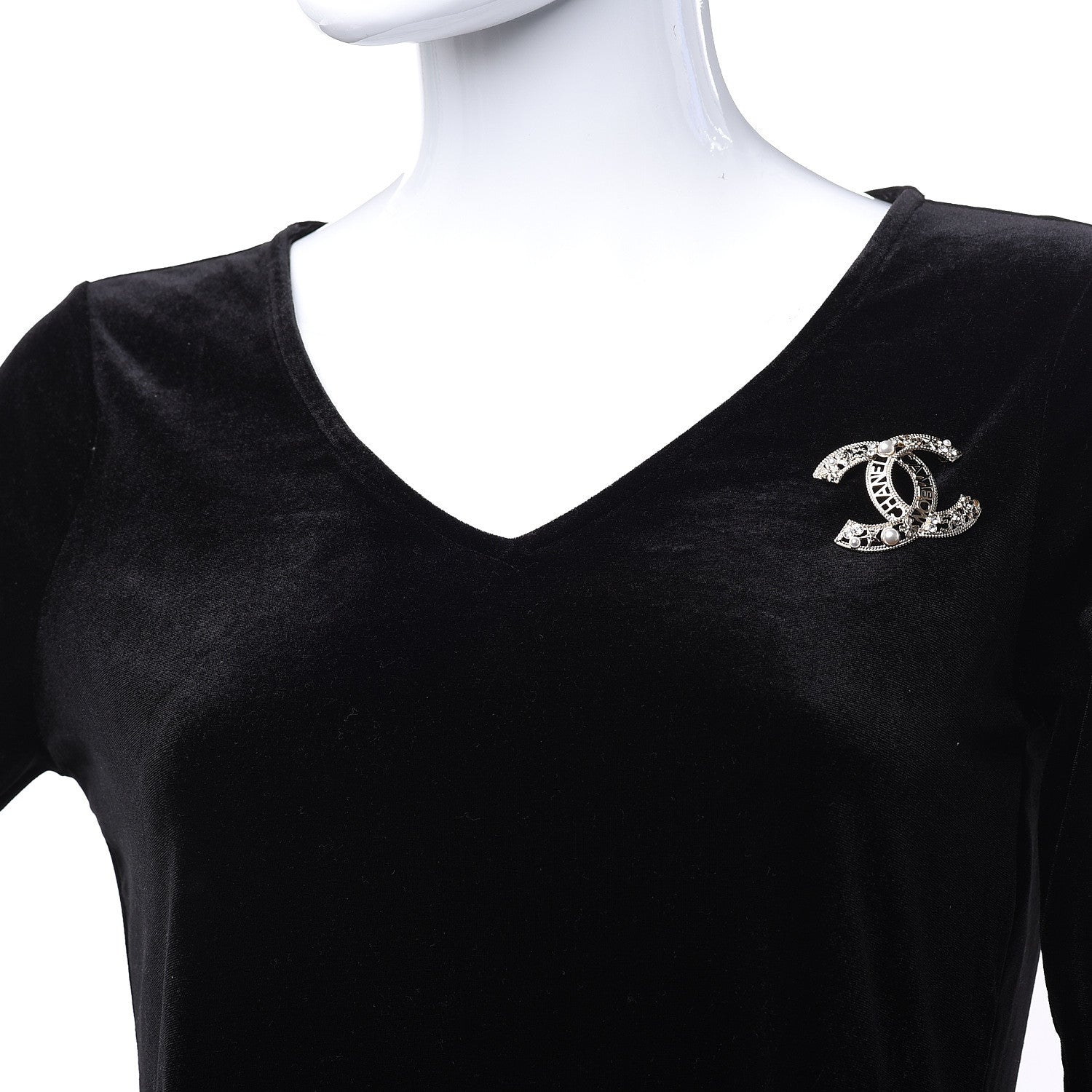 Chanel Crystal Pearl CC Charms Brooch Gold 2 of 5