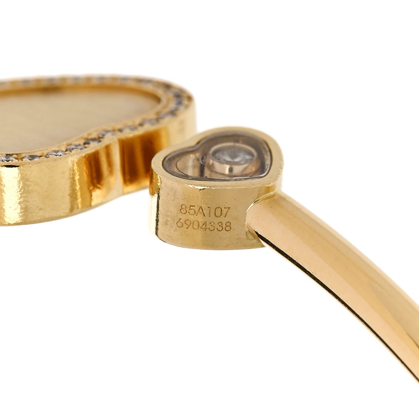 18K Yellow Gold Diamond Happy Hearts Bangle Bracelet