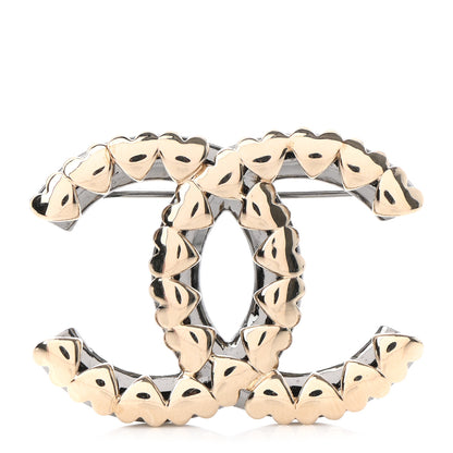 Chanel Metal CC Heart Brooch Gold Silver 1 of 5