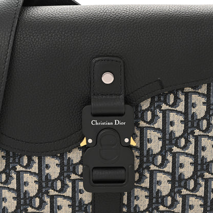 Christian Dior Oblique Jacquard Grained Calfskin Small Saddle Messenger Bag Beige Black 8 of 10