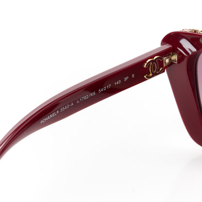 Chanel Acetate Butterfly Sunglasses 5540 Red 5 of 8