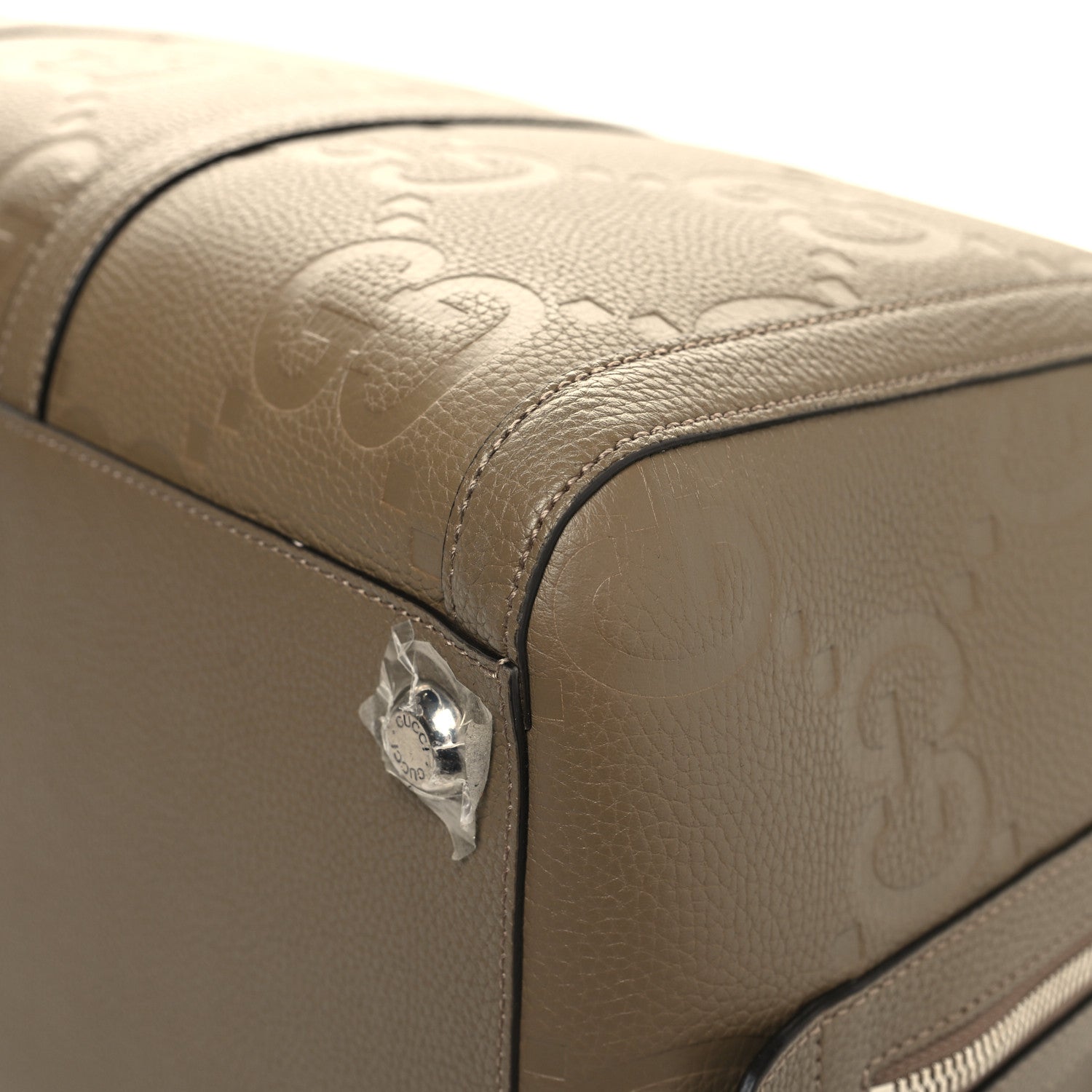 Gucci Piuma Calfskin Jumbo GG Embossed Large Duffle Bag Good Taupe 10 of 12