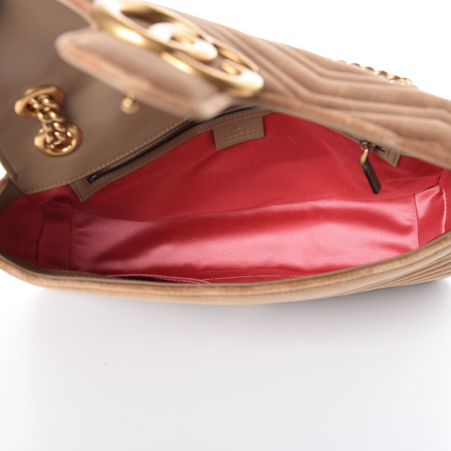 Velvet Matelasse Medium GG Marmont Shoulder Bag Taupe