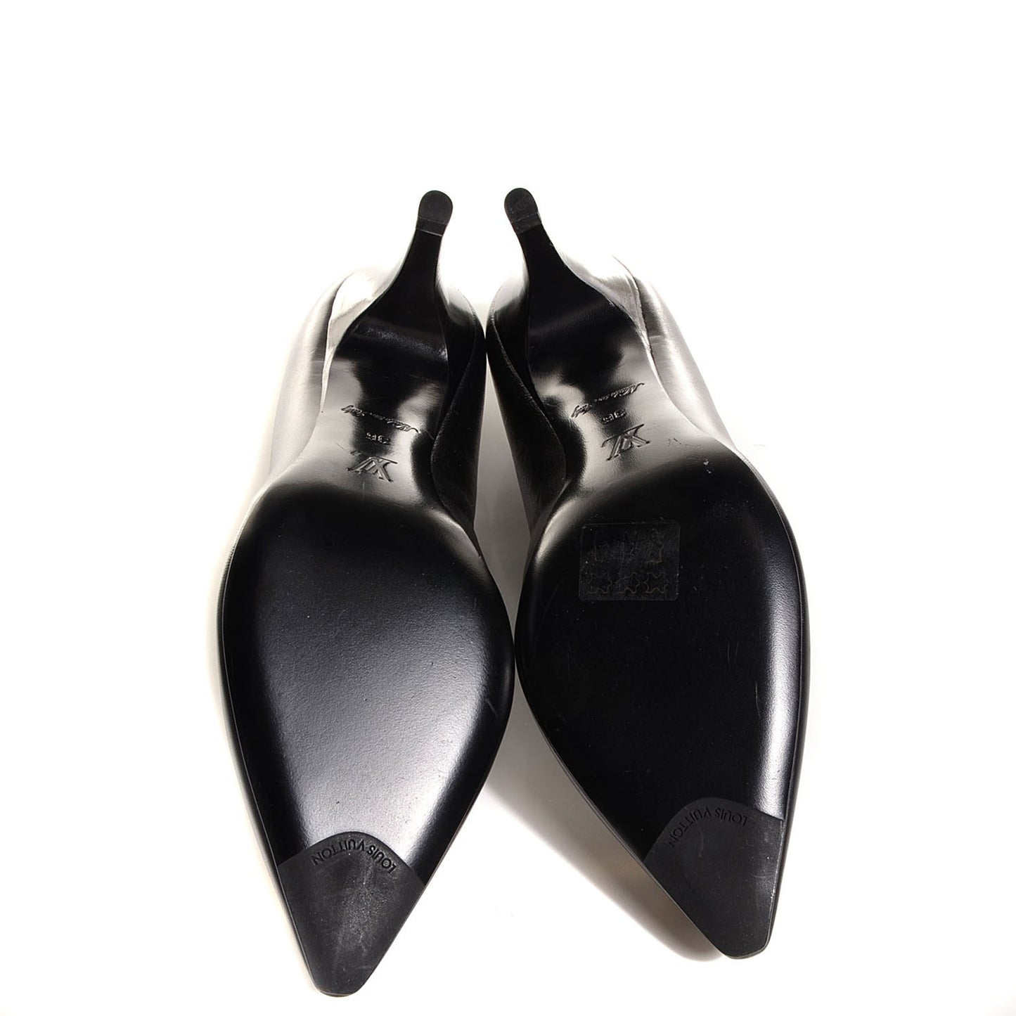 LOUIS VUITTON Leather Pointed Toe Cube Pumps 36 Black