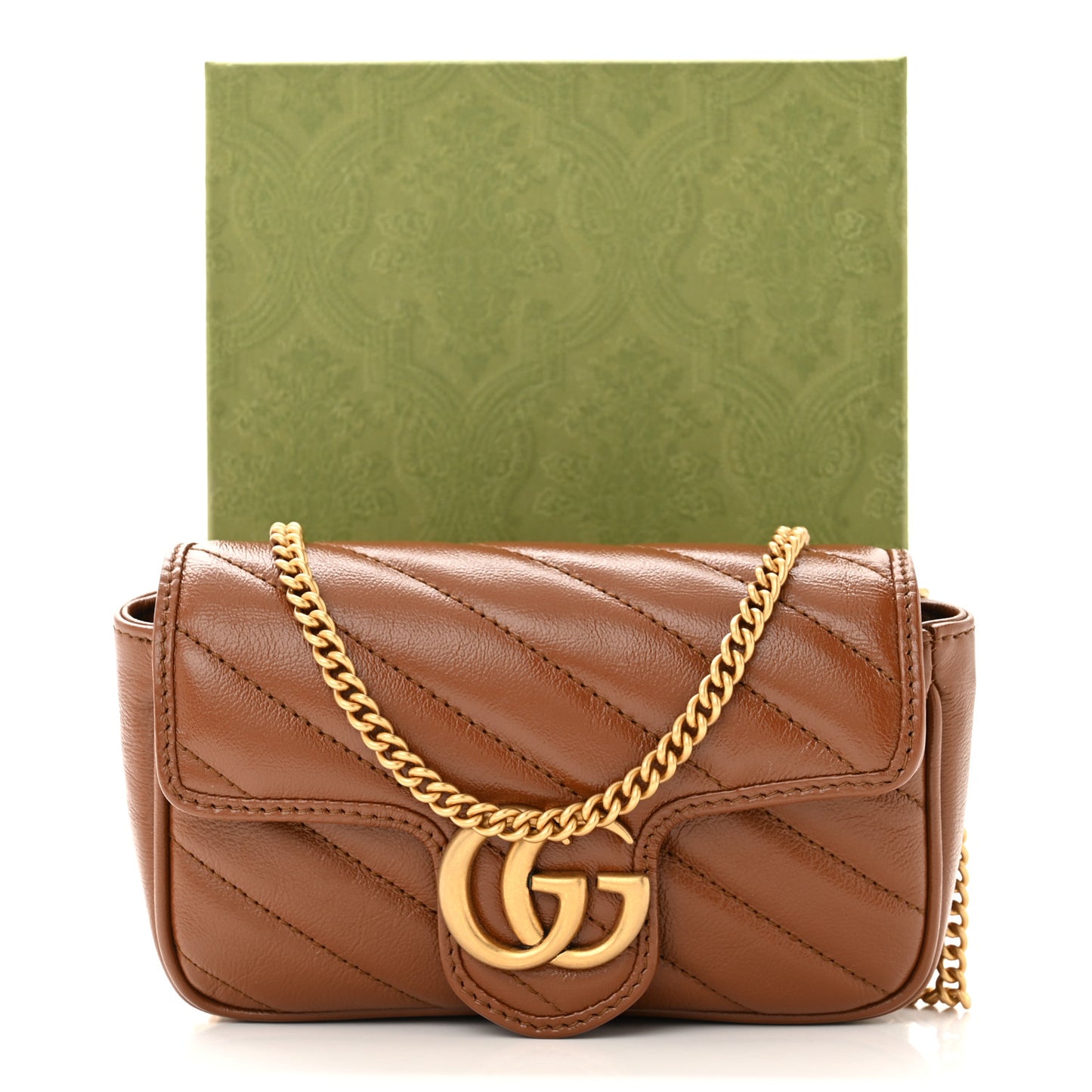 Azalea Calfskin Matelasse Diagonal Super Mini GG Marmont Shoulder Bag Cuir