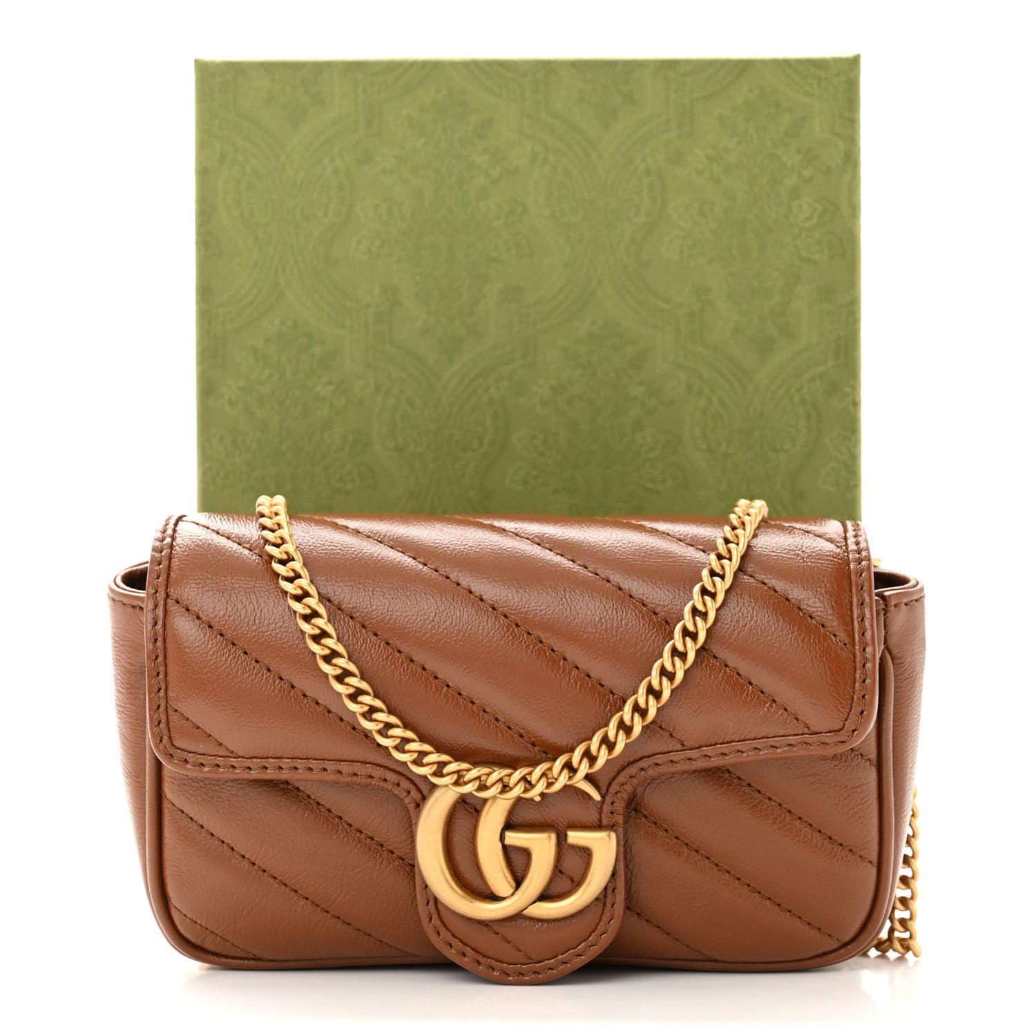 Gucci Azalea Calfskin Matelasse Diagonal Super Mini GG Marmont Shoulder Bag Cuir 11 of 11