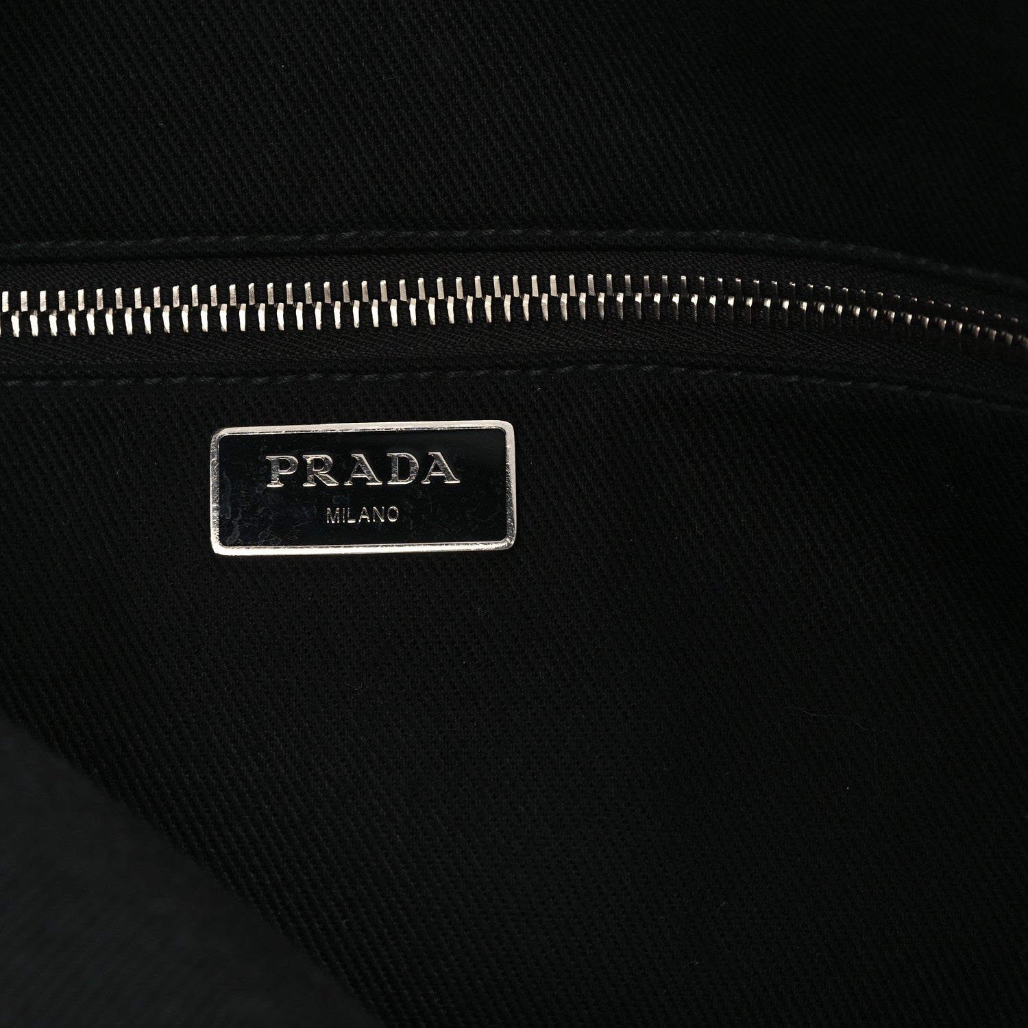 Prada Canvas Embroidered Drill Tote Black 6 of 10