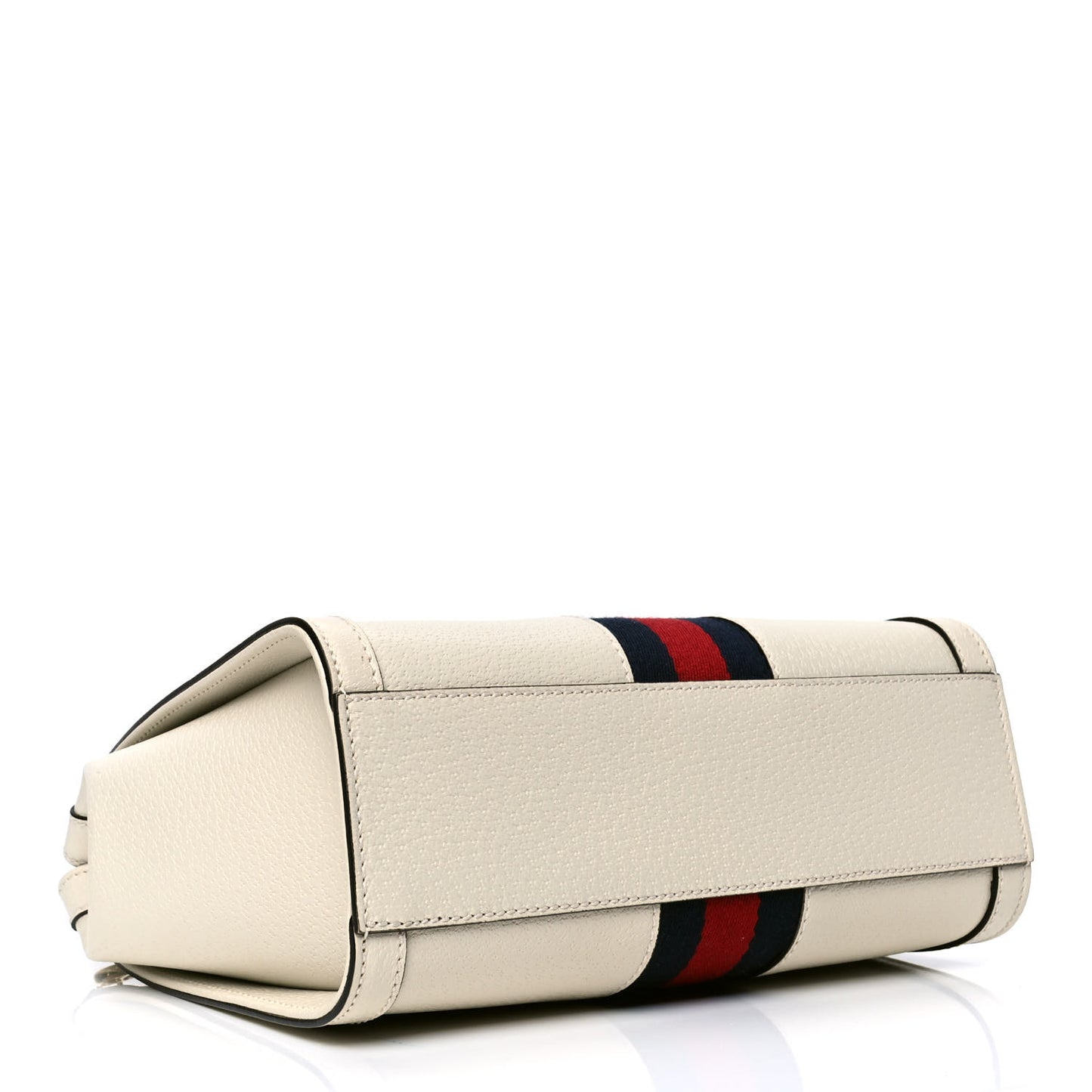 Textured Calfskin Web Small Ophidia Tote Bag Mystic White