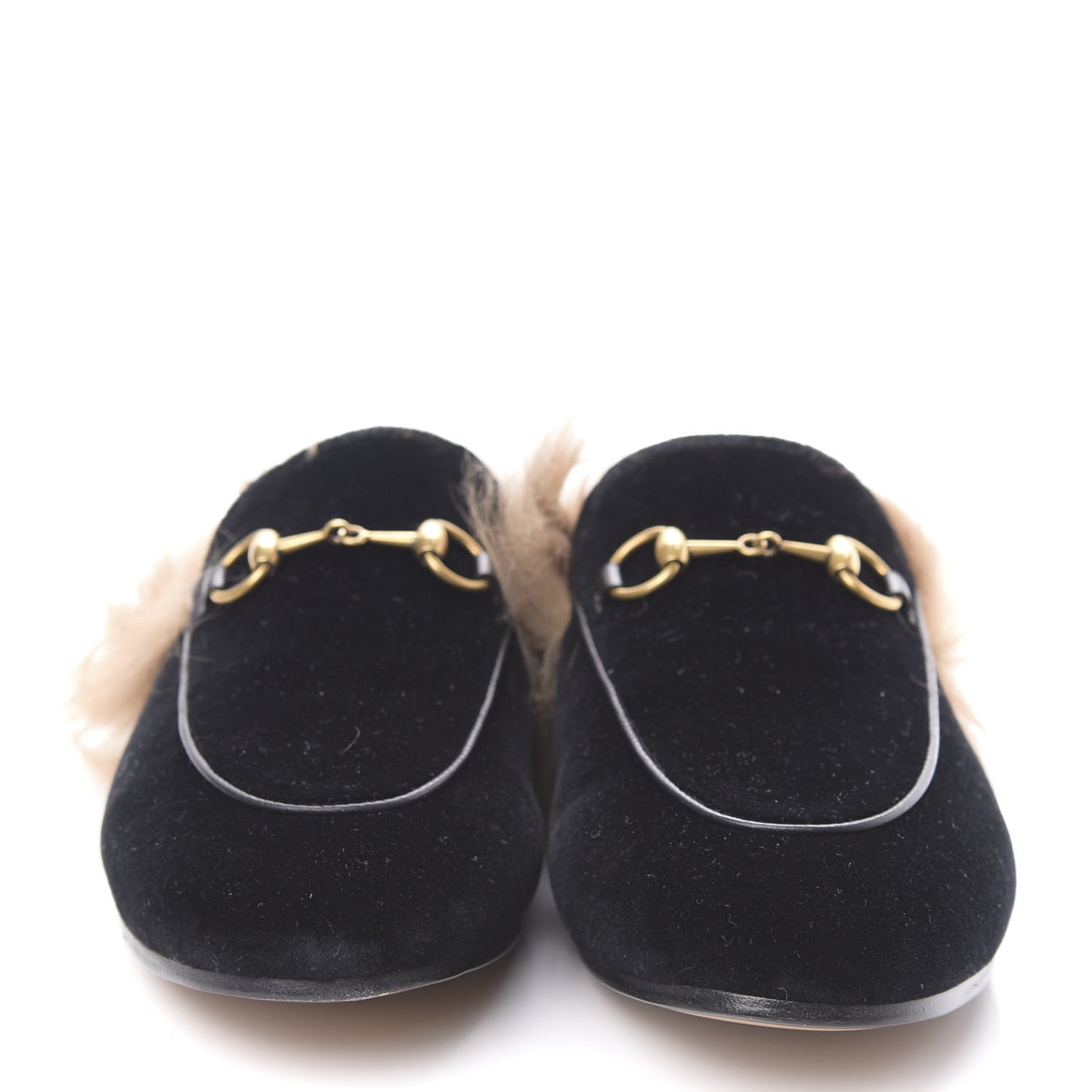 Velvet Fur Womens Princetown Slippers 38 Black