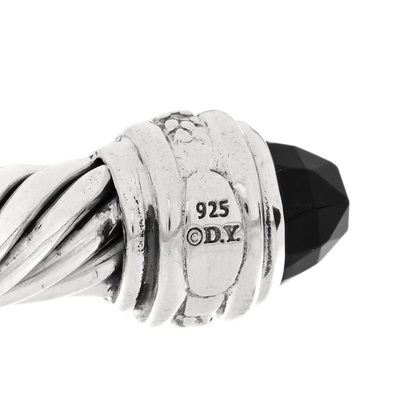 Sterling Silver Diamond Black Onyx 7mm Cable Classics Bracelet