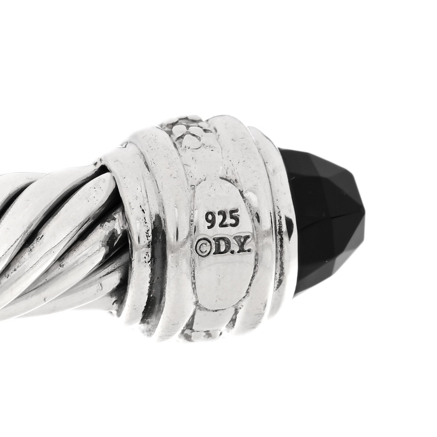 David Yurman Sterling Silver Diamond Black Onyx 7mm Cable Classics Bracelet 3 of 3