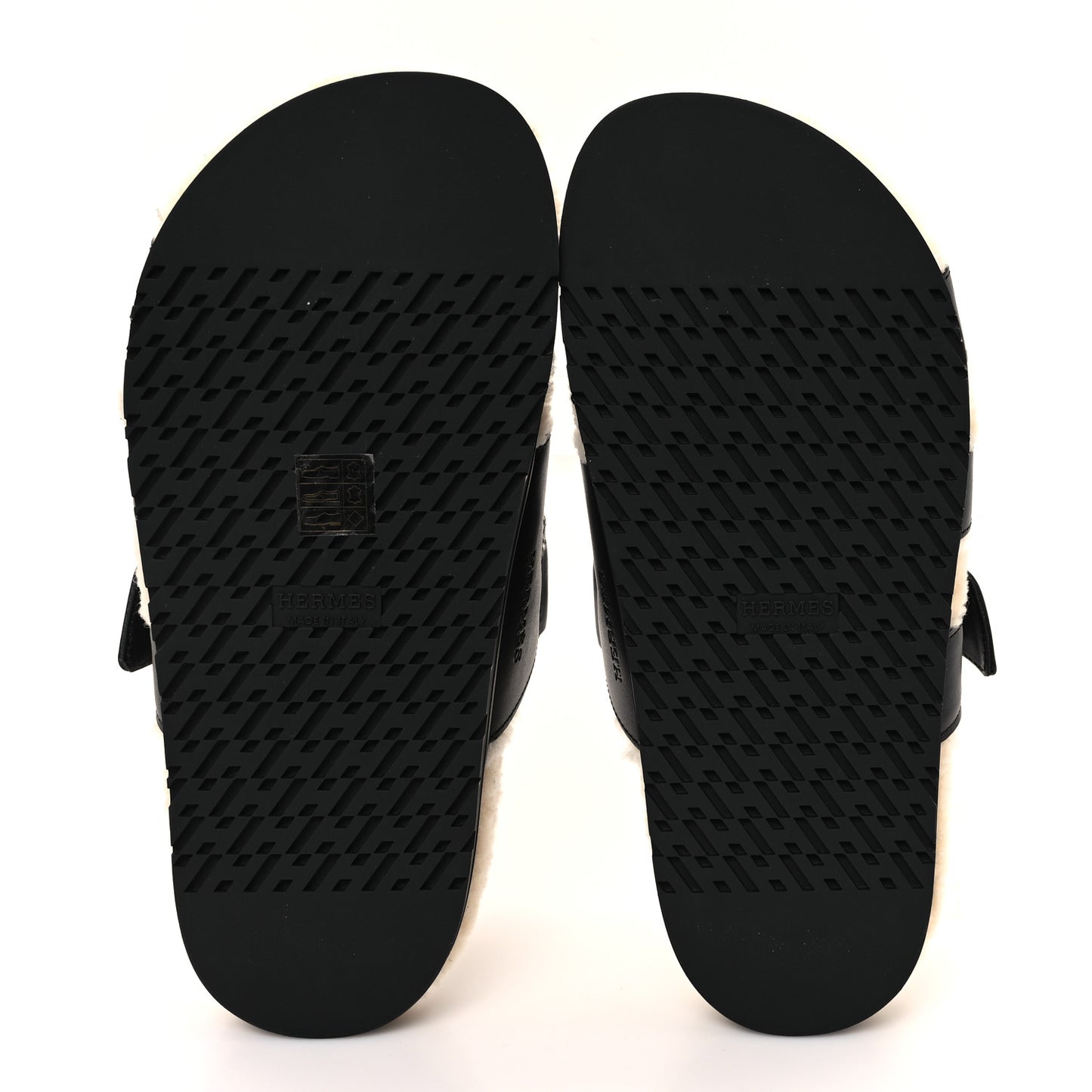 Calfskin Woolskin Womens Chypre Sandals 38 Black Ecru