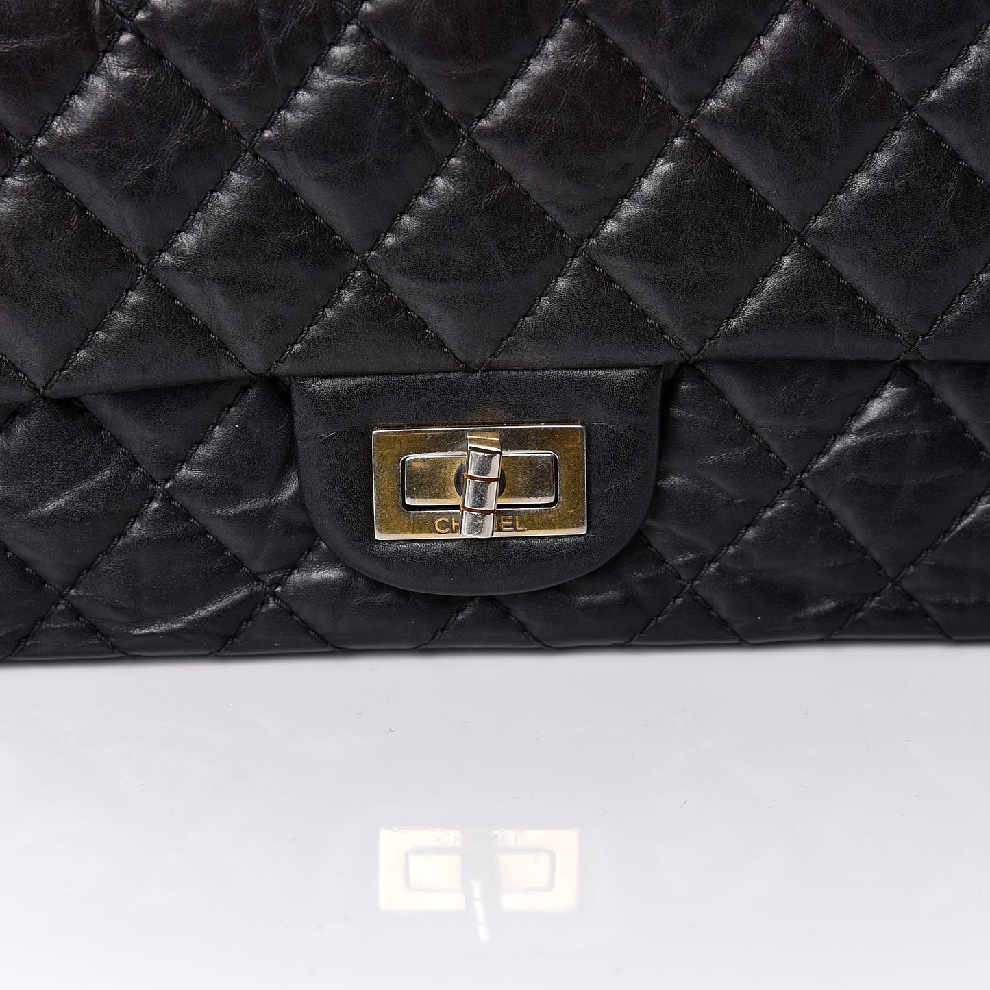 Aged Calfskin Quilted 2.55 Reissue 225 Flap Black