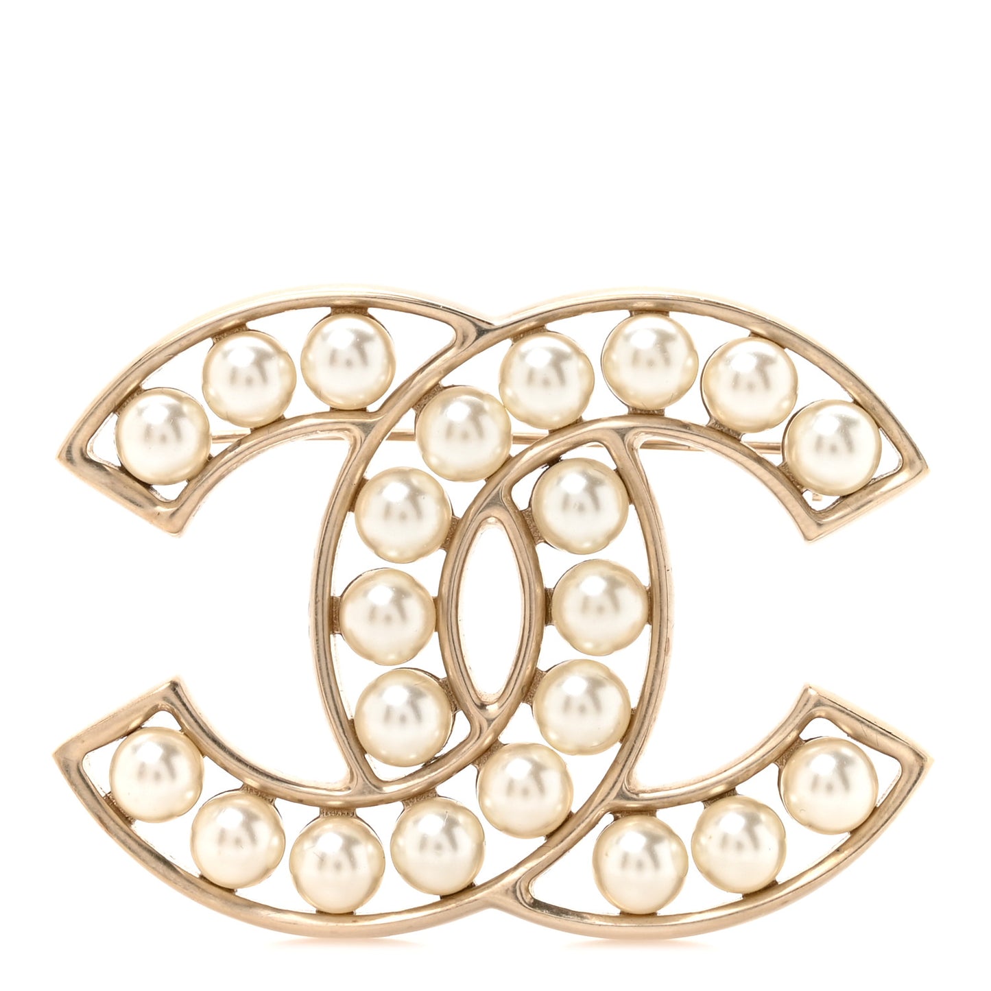 Pearl CC Brooch Light Gold