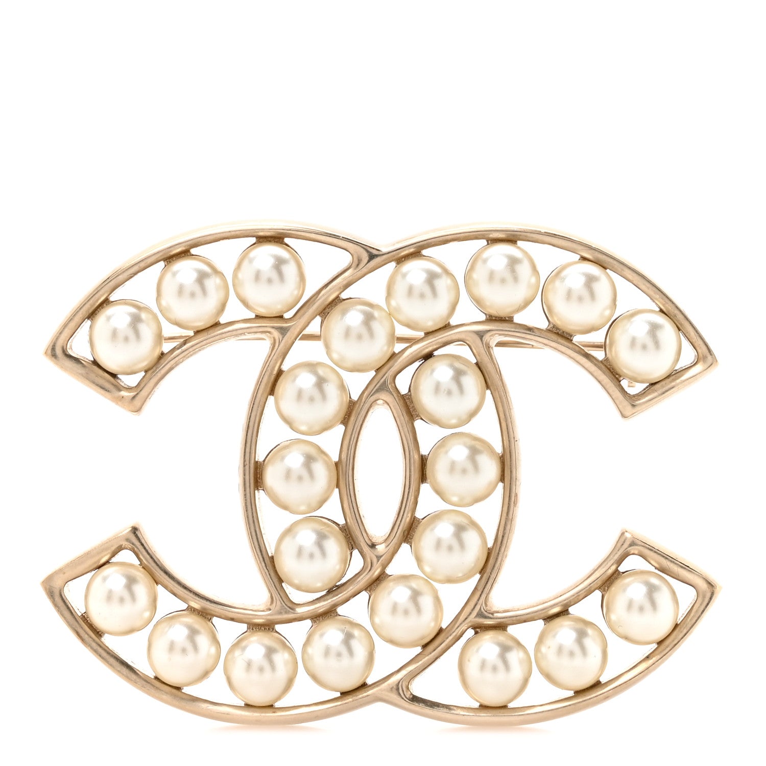 Chanel Pearl CC Brooch Light Gold 1 of 3