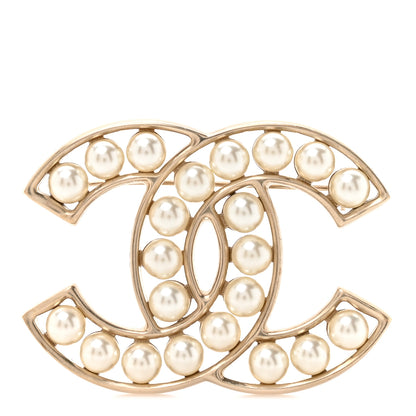 Chanel Pearl CC Brooch Light Gold 1 of 3