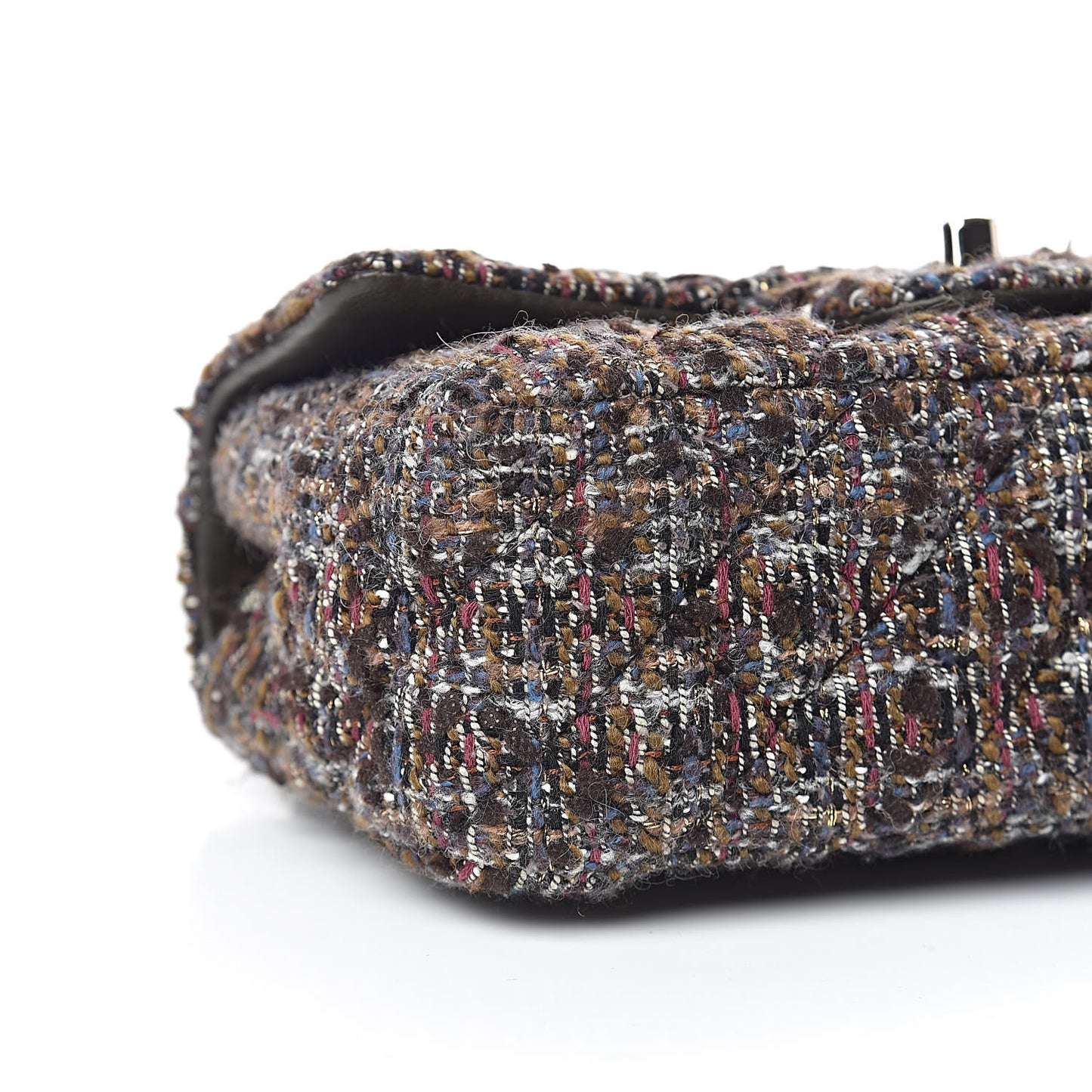 Tweed Quilted Mini Rectangular Flap Beige
