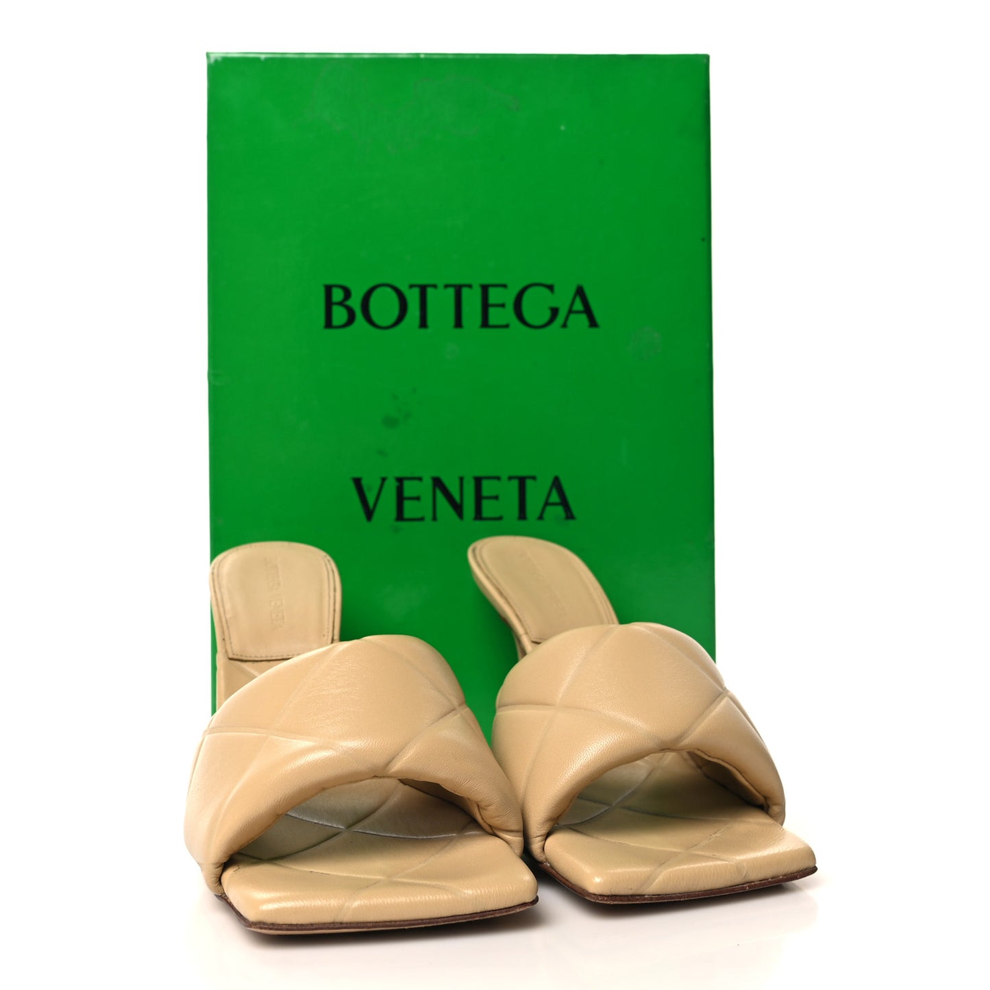 Nappa Quilted Rubber Lido Mule Sandals Cane Sugar 37.5