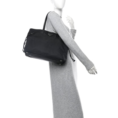 Prada Tessuto Nylon Saffiano Shopping Tote Black 2 of 10