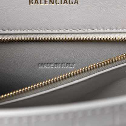 Balenciaga Shiny Calfskin Crocodile Embossed Small Hourglass Top Handle Bag White 7 of 11