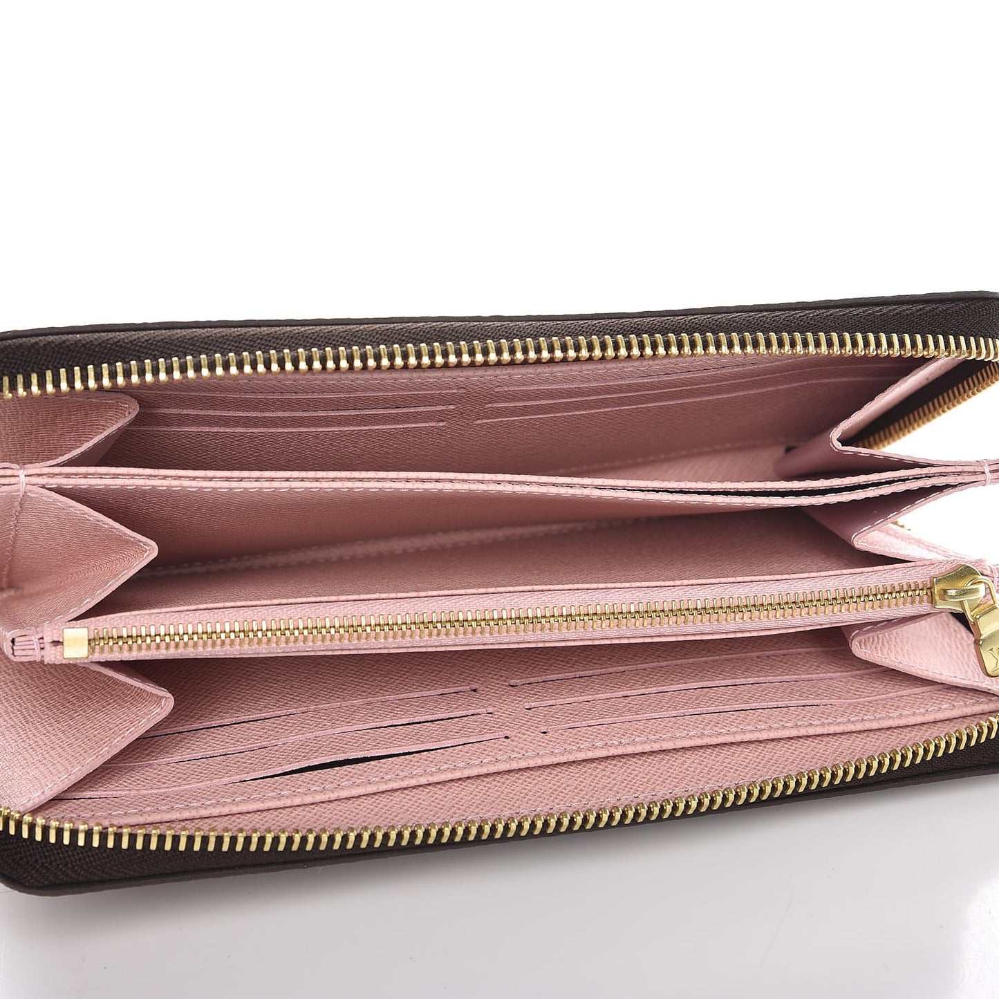 Damier Ebene Zippy Wallet Rose Ballerine