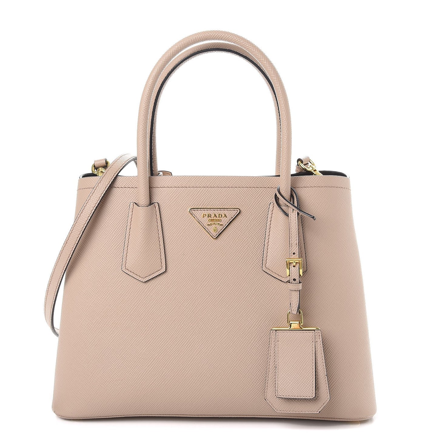 Saffiano Cuir Small Double Bag Cammeo Nero Black