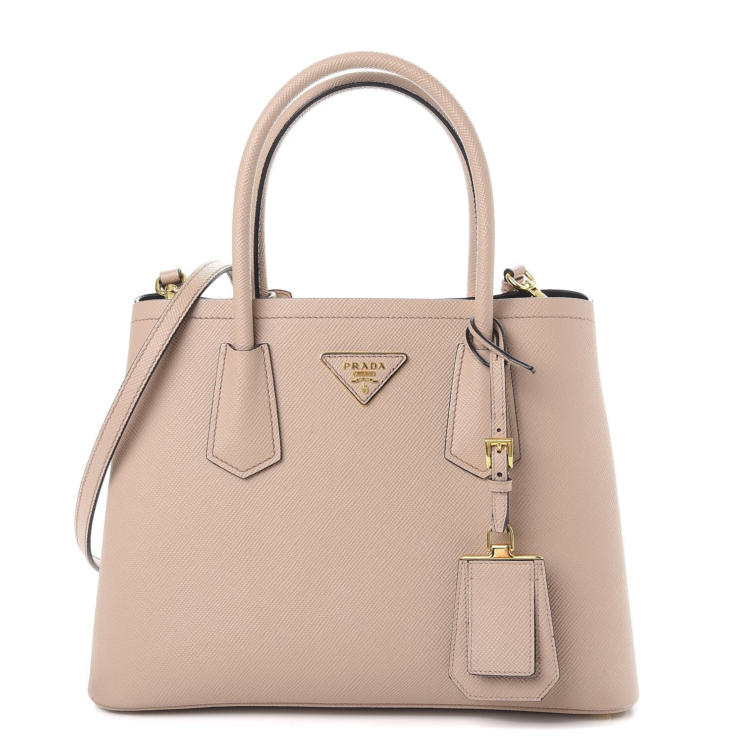 Prada Saffiano Cuir Small Double Bag Cammeo Nero Black 1 of 11