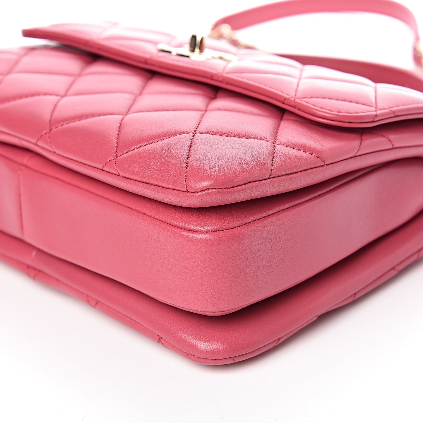 Lambskin Quilted Small Trendy CC Dual Handle Bag Dark Pink